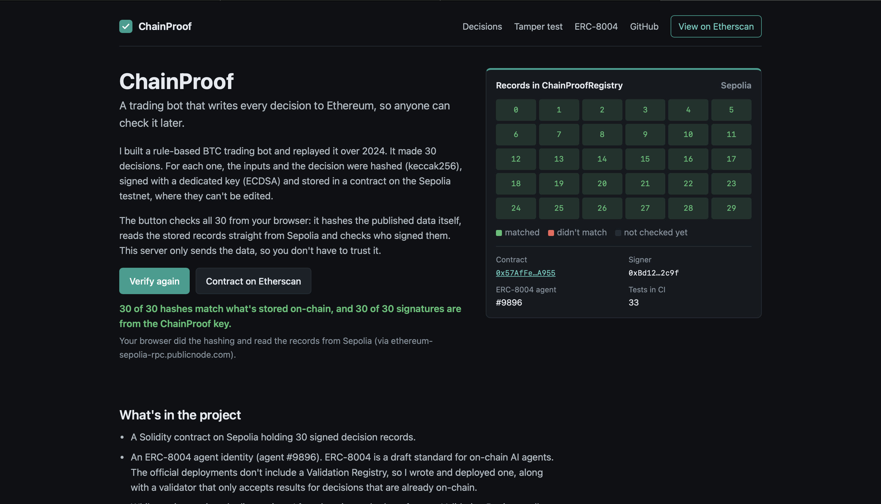 Screenshot of ChainProof